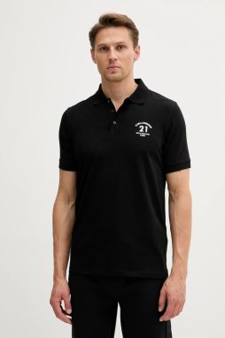 Polo tričko Karl Lagerfeld pánske, čierna farba, s nášivkou, 553235.745017