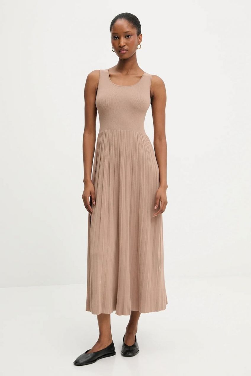 Šaty Weekend Max Mara MARKUS béžová farba, midi, áčkový strih, 2525326011600