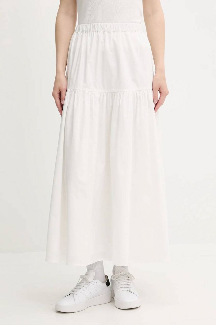 Bavlnená sukňa Tommy Jeans biela farba, maxi, áčkový strih, DW0DW20980