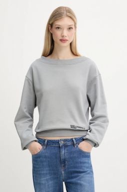 Bavlnená mikina Karl Lagerfeld Jeans šedá farba, jednofarebná, A3W20039