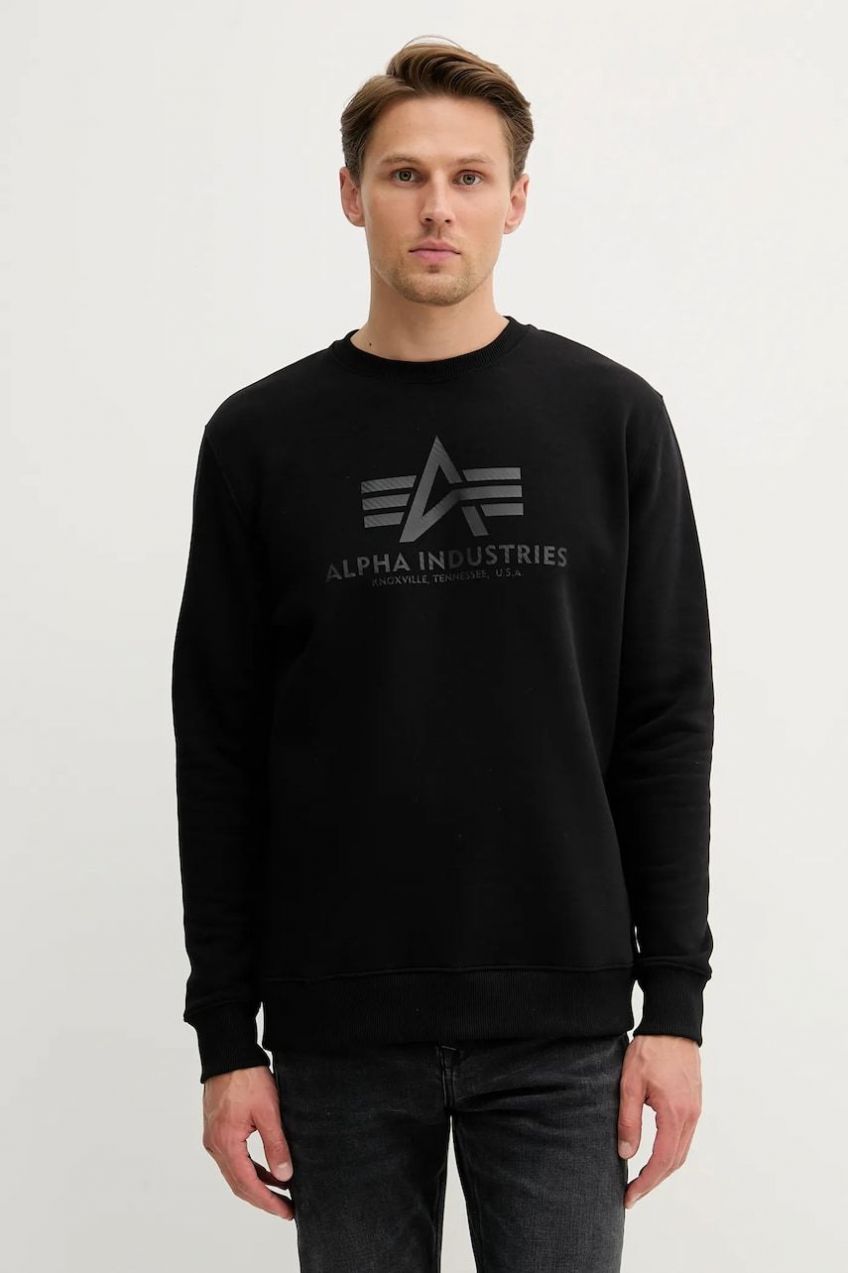 Mikina Alpha Industries čierna farba, s potlačou, 146311.515