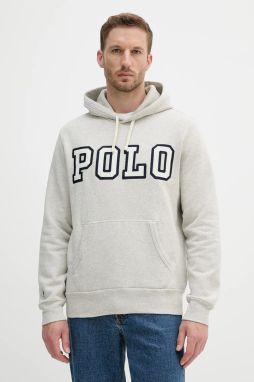 Mikina Polo Ralph Lauren Pohoodm2 Long Sleeve šedá farba, s kapucňou, s nášivkou, 710972664