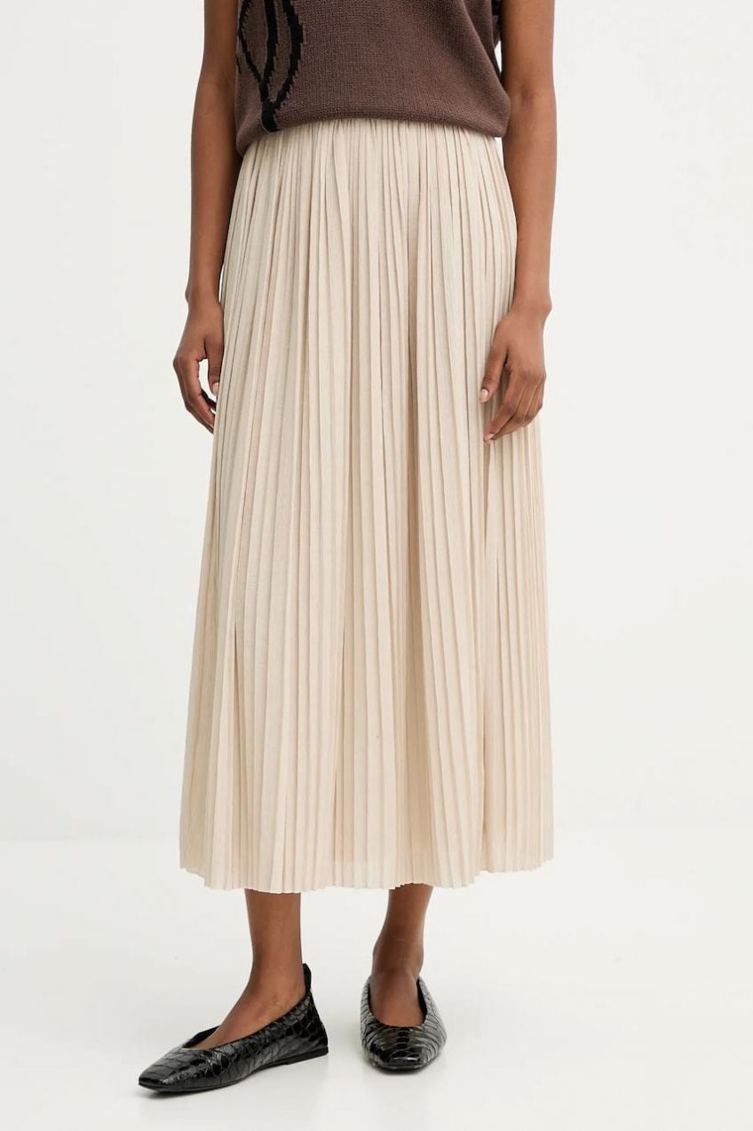 Sukňa Weekend Max Mara CRAL béžová farba, midi, áčkový strih, 2525776021600