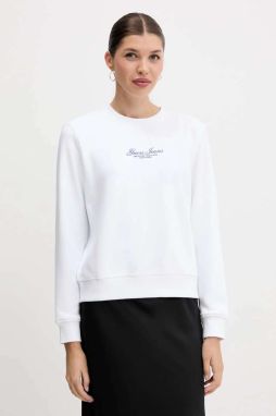Bavlnená mikina Guess Jeans biela farba, s nášivkou, W5YQ28 KCPR1