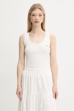 Top Tommy Jeans biela farba, DW0DW20898