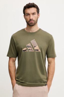 Bavlnené tričko adidas Camo Logo pánske, zelená farba, s potlačou, KA7131