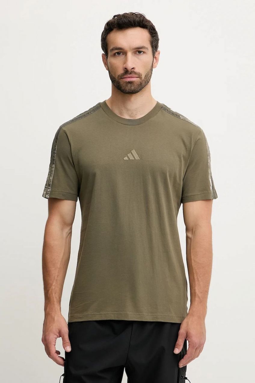 Bavlnené tričko adidas AOP Colourblock T-Shirt pánske, zelená farba, vzorované, JM9201