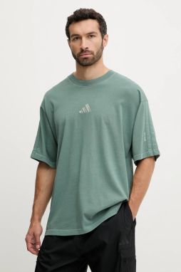 Bavlnené tričko adidas All SZN pánske, zelená farba, s nášivkou, JN0610