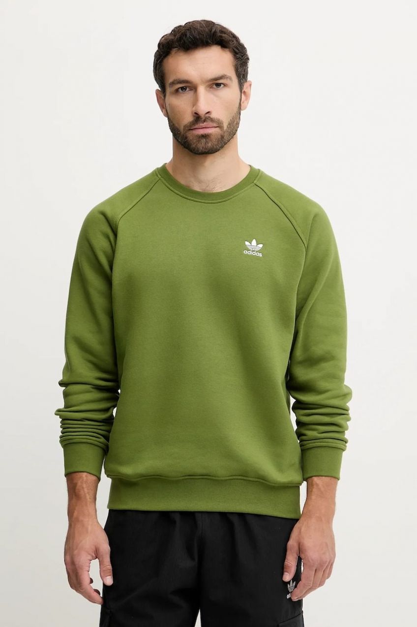 Mikina adidas Originals Essentials zelená farba, s nášivkou, JW3523