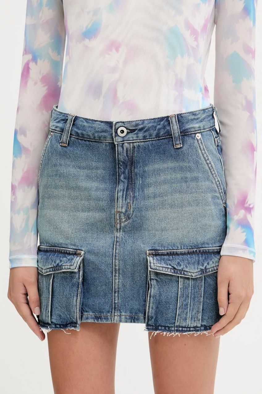 Rifľová sukňa Karl Lagerfeld Jeans mini, rovný strih, A3W12008