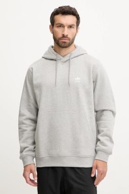 Mikina adidas Originals Essentials šedá farba, s kapucňou, melanžová, HZ6585