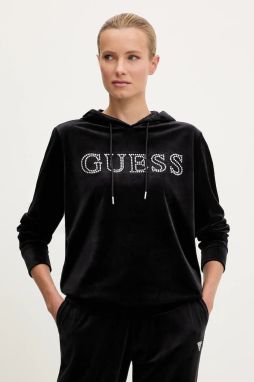 Mikina Guess COUTURE čierna farba, s kapucňou, s nášivkou, V4RQ25 K0232