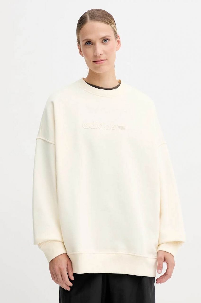 Mikina adidas Originals Essentials béžová farba, jednofarebná, JW1016