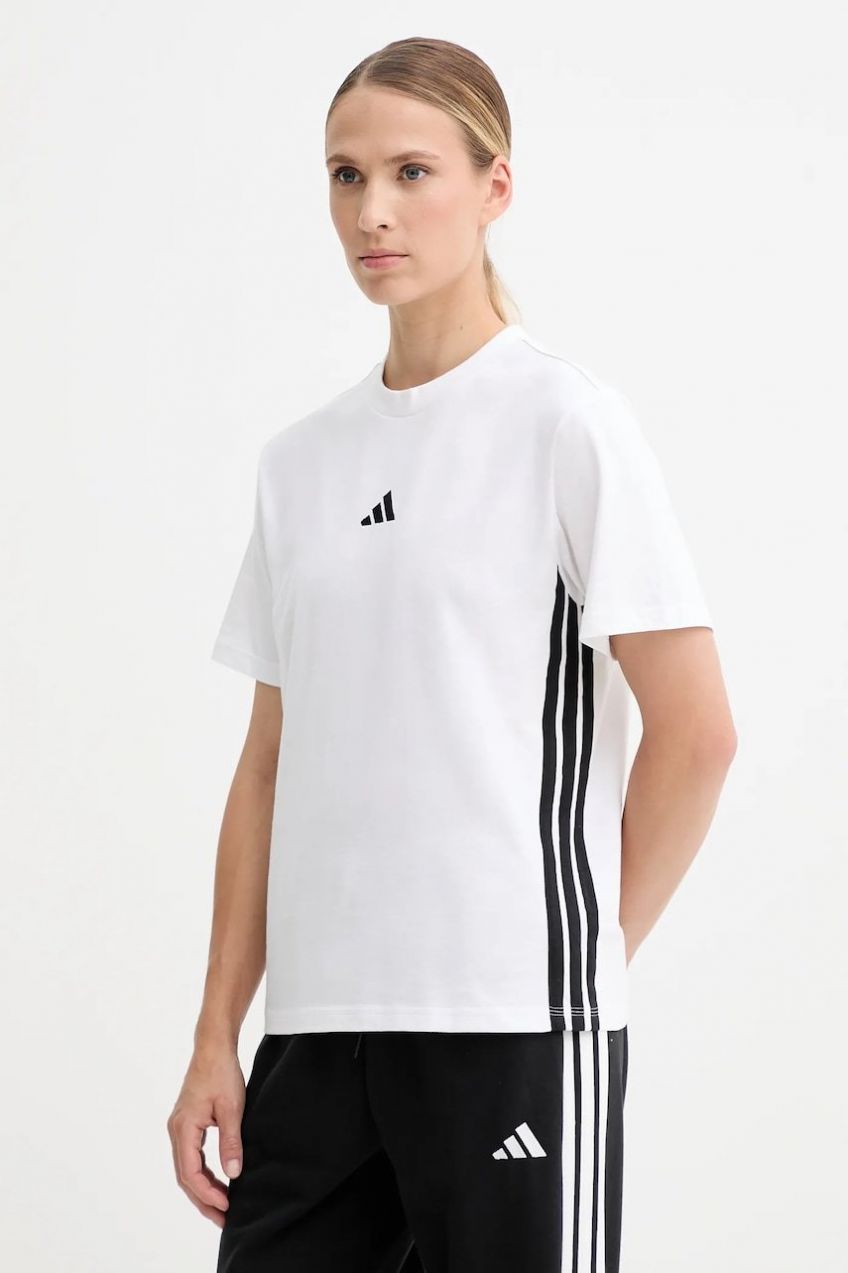 Bavlnené tričko adidas Essentials dámske, biela farba, JD0844
