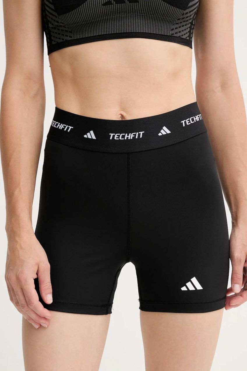 Tréningové šortky adidas Performance Techfit čierna farba, jednofarebné, vysoký pás, IT2275