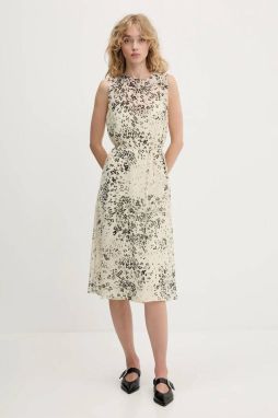 Šaty Calvin Klein béžová farba, midi, áčkový strih, LV144C043G