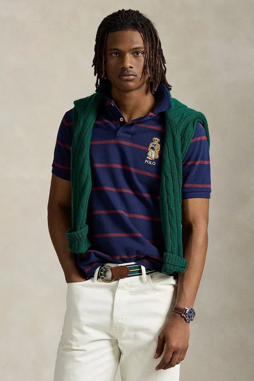 Bavlnené polo tričko Polo Ralph Lauren Sskccmslm24 Short Sleeve tmavomodrá farba, vzorované, 710971839