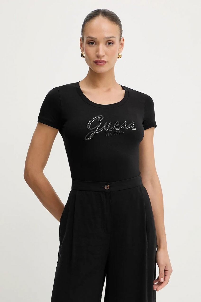 Tričko Guess dámske, čierna farba, W5YI46 J1314