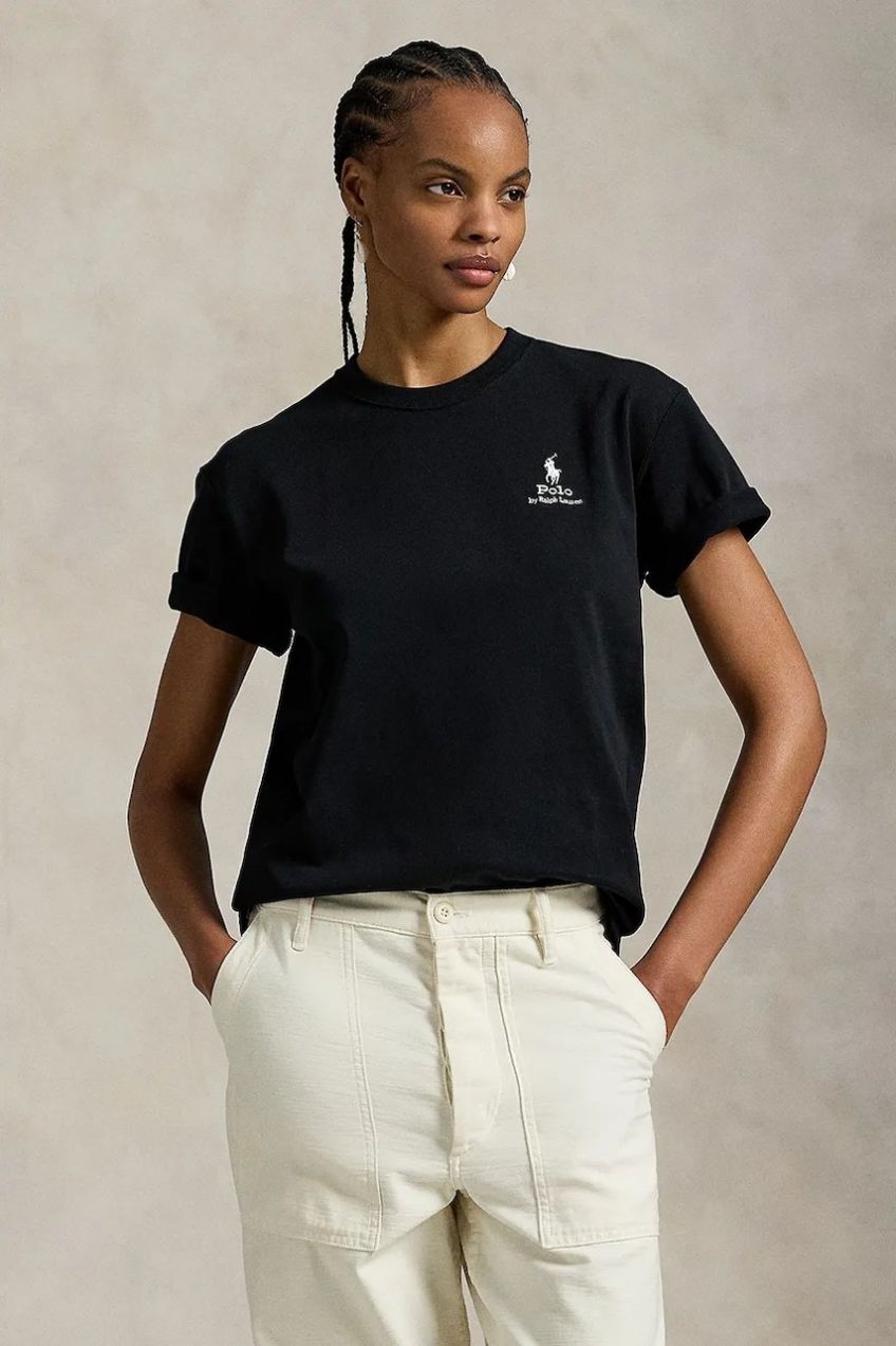 Bavlnené tričko Polo Ralph Lauren dámske, čierna farba, 211971712
