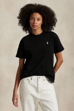 Bavlnené tričko Polo Ralph Lauren dámske, čierna farba, 211967104