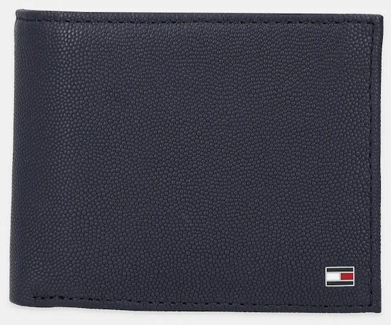 Kožená peňaženka Tommy Hilfiger tmavomodrá farba, AM0AM13520