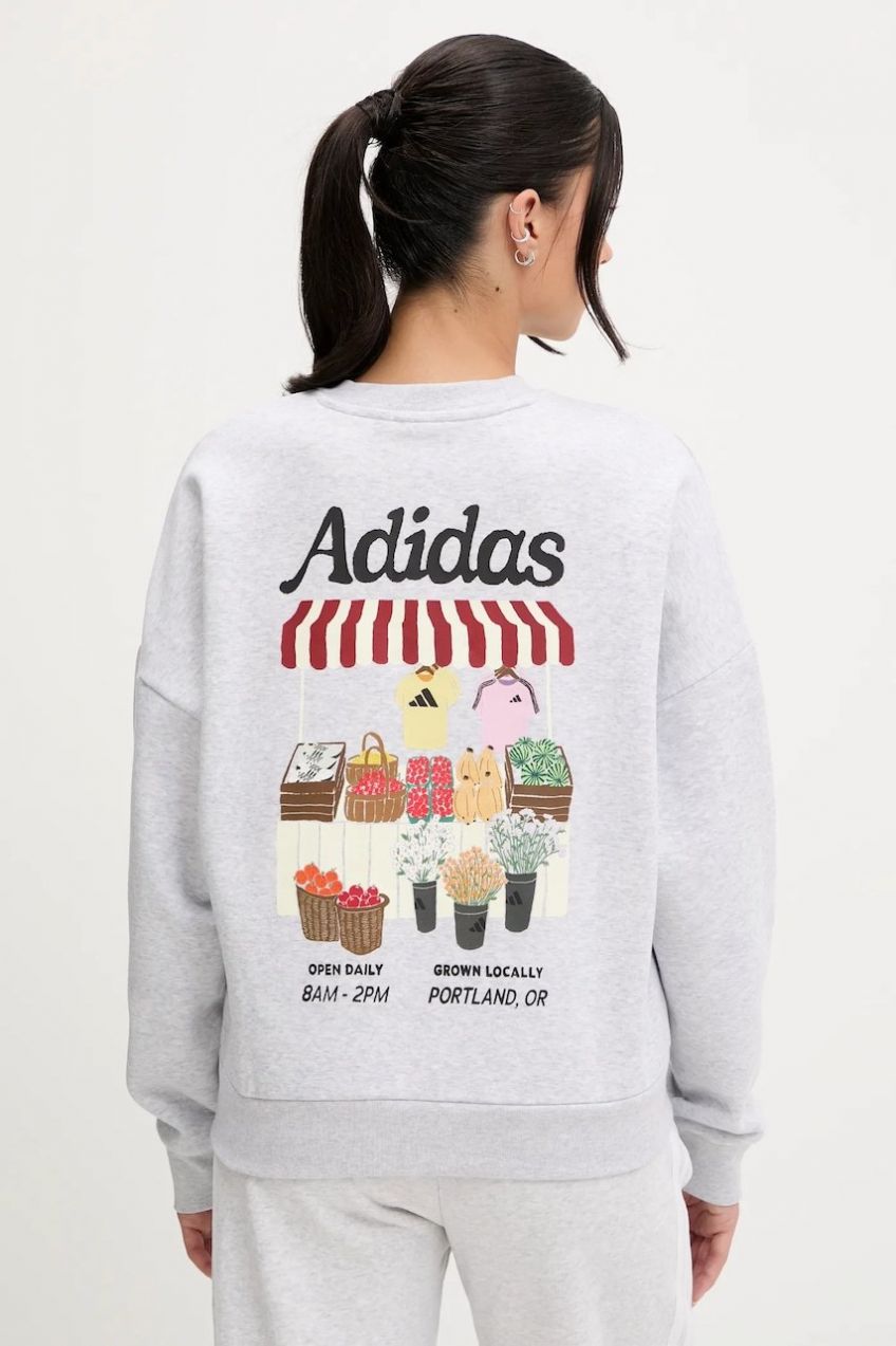 Mikina adidas šedá farba, s potlačou, JM4210