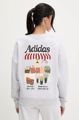 Mikina adidas šedá farba, s potlačou, JM4210