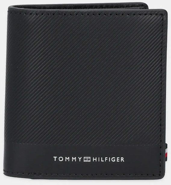 Kožená peňaženka Tommy Hilfiger čierna farba, AM0AM13510