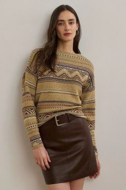 Sveter s prímesou ľanu Lauren Ralph Lauren béžová farba, 200971322