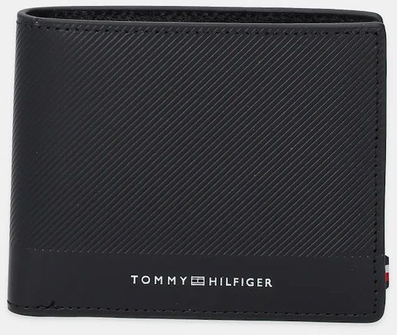 Kožená peňaženka Tommy Hilfiger čierna farba, AM0AM13507