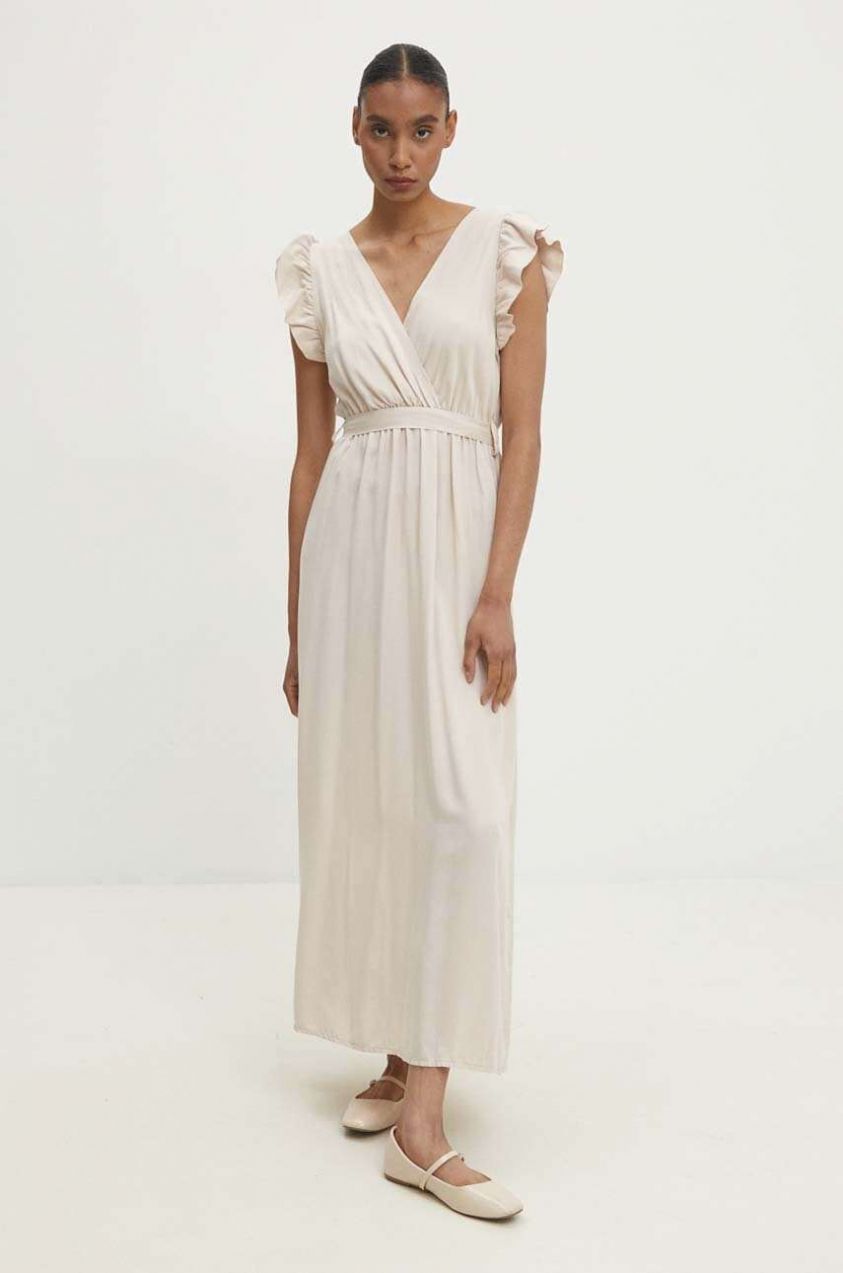 Šaty Answear.LAB béžová farba, maxi, áčkový strih