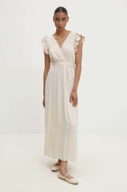 Šaty Answear.LAB béžová farba, maxi, áčkový strih