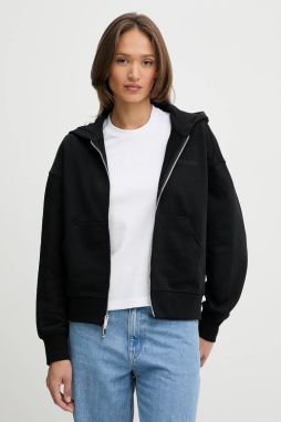 Bavlnená mikina Calvin Klein čierna farba, s kapucňou, jednofarebná, LV044C211G