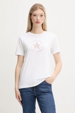 Bavlnené tričko Converse dámske, biela farba, 10027751-A01