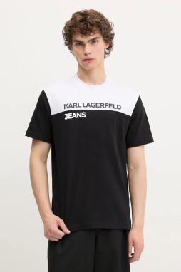 Bavlnené tričko Karl Lagerfeld Jeans pánske, čierna farba, vzorované, A3M17004