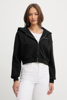 Mikina Tommy Jeans čierna farba, s kapucňou, jednofarebná, DW0DW21163