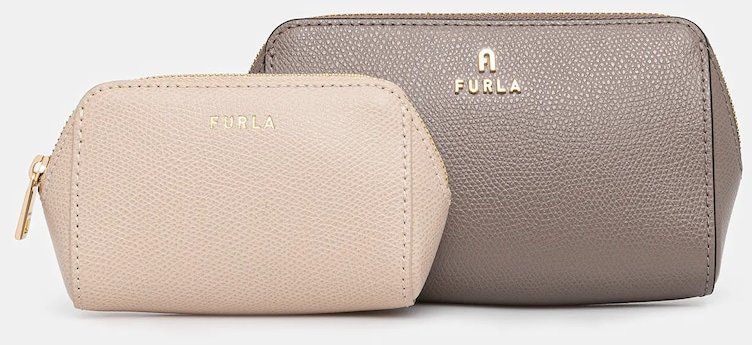 Kožená kozmetická taška Furla 2-pak béžová farba, WE00453.ARE000.3782S