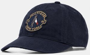 Bavlnená šiltovka Tommy Hilfiger tmavomodrá farba, vzorovaná, AM0AM13430