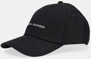 Bavlnená šiltovka Tommy Hilfiger čierna farba, jednofarebná, AM0AM13431