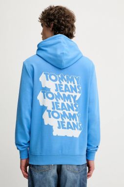 Bavlnená mikina Tommy Jeans s kapucňou, s potlačou, DM0DM21625