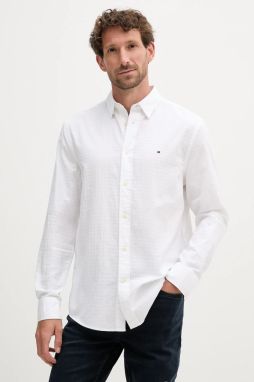Bavlnená košeľa Tommy Hilfiger biela farba, regular, s klasickým golierom, MW0MW39446