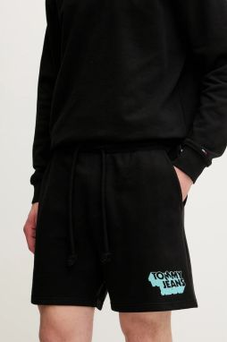 Bavlnené šortky Tommy Jeans čierna farba, DM0DM21803
