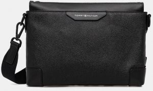 Kožená taška Tommy Hilfiger čierna farba, AM0AM13547