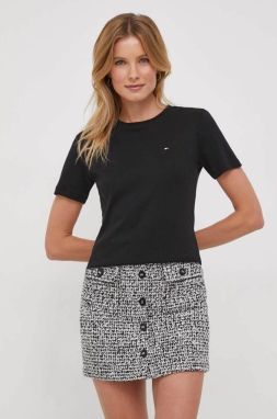 Bavlnené tričko Tommy Hilfiger dámsky, čierna farba, WW0WW40587