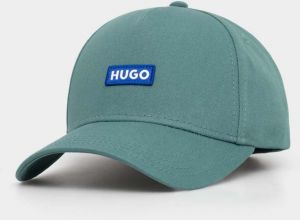 Bavlnená šiltovka Hugo Blue zelená farba, s nášivkou, 50522014