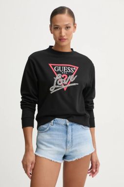 Mikina Guess dámska, čierna farba, s nášivkou, W5RQ04 KB683