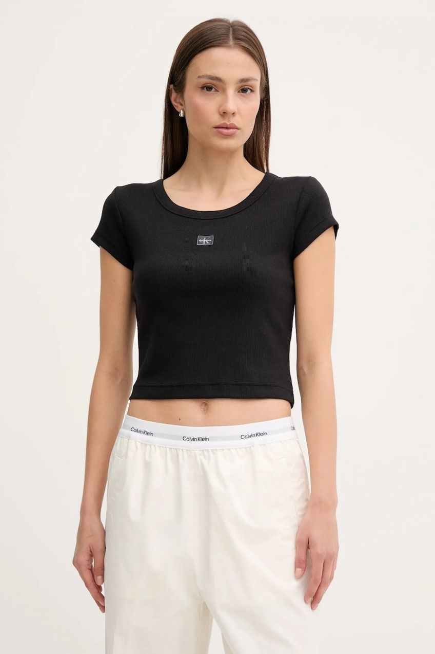 Tričko Calvin Klein Jeans dámske, čierna farba, LV047C200G