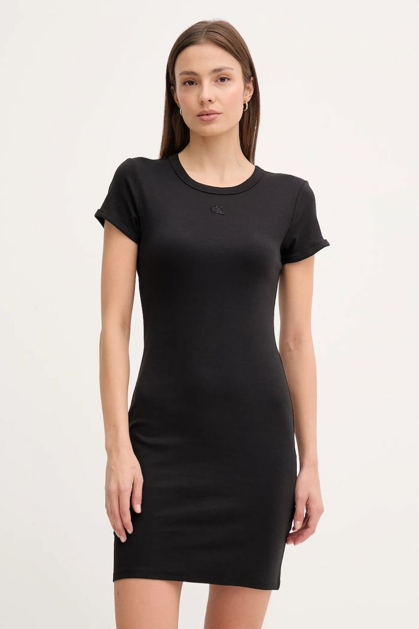 Šaty Calvin Klein Jeans čierna farba, mini, priliehavé, LV047B266G