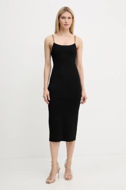 Šaty MICHAEL Michael Kors čierna farba, midi, priliehavé, MT5831M33D