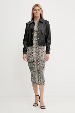 Šaty MICHAEL Michael Kors béžová farba, midi, priliehavé, MT58319HMC